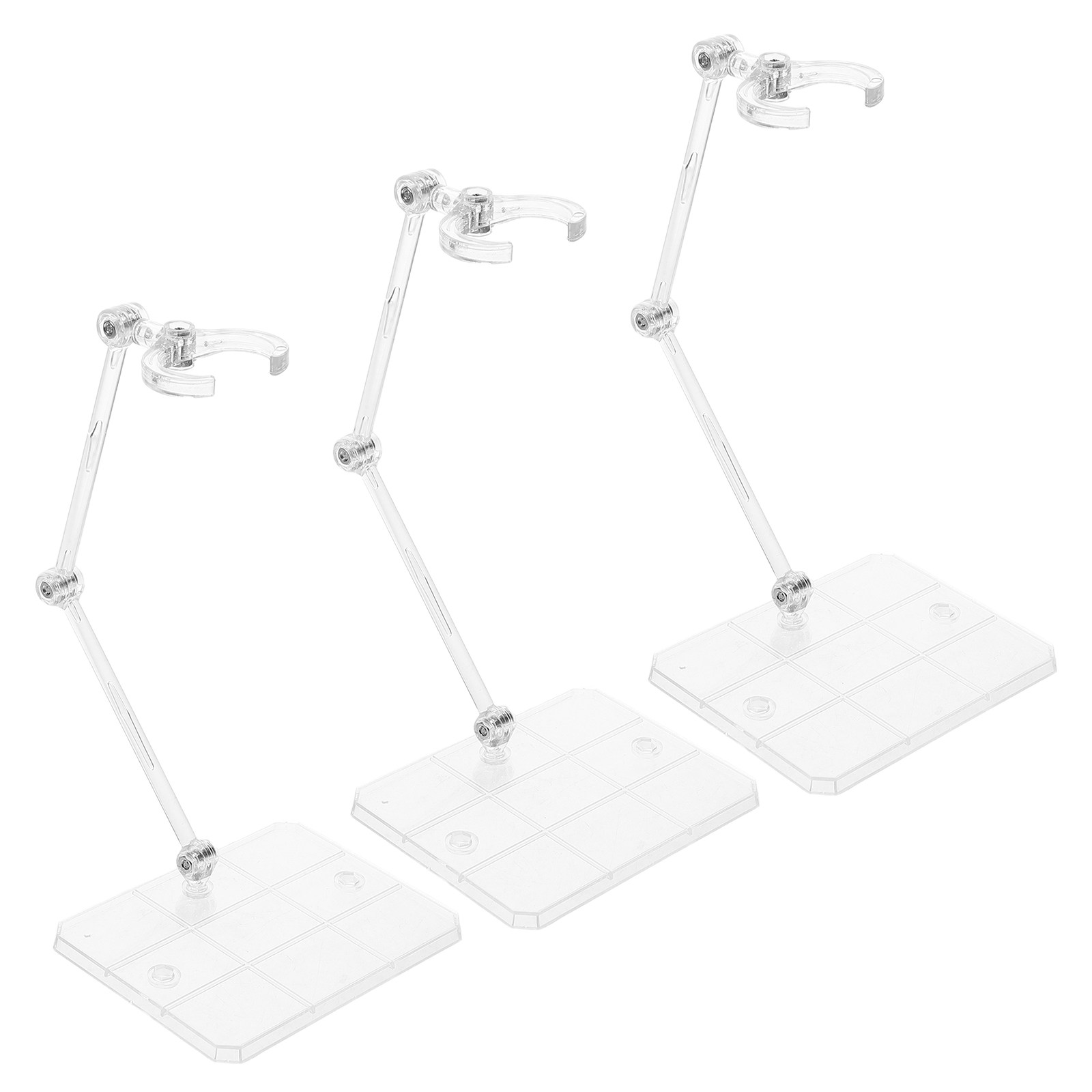 Action Figure Stand - 3 ชิ้น ฐานรองฟิกเกอร์แบบใส พร้อมตัวหนีบปรับระดับได้ ขาตั้งโชว์อะคริลิกสำหรับนักสะสมฟิกเกอร์แอคชั่น